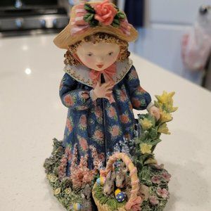 Lang & Wise Special Friends "Emily" 1998 Girl with Basket of Flowers Figure